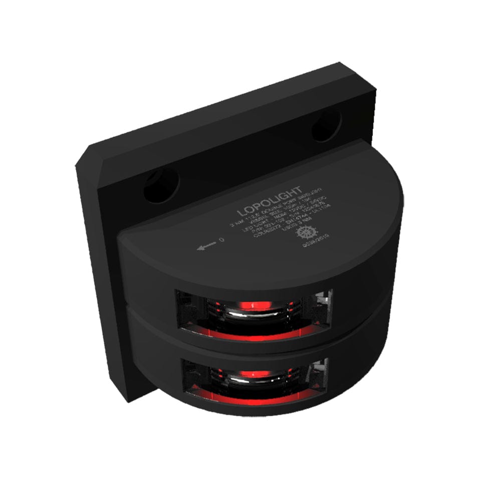 Lopolight Series 301-102 - Double Stacked Port Sidelight - 3NM - Vertical Mount - Red - Black Housing [301-102ST-B] - The Happy Skipper