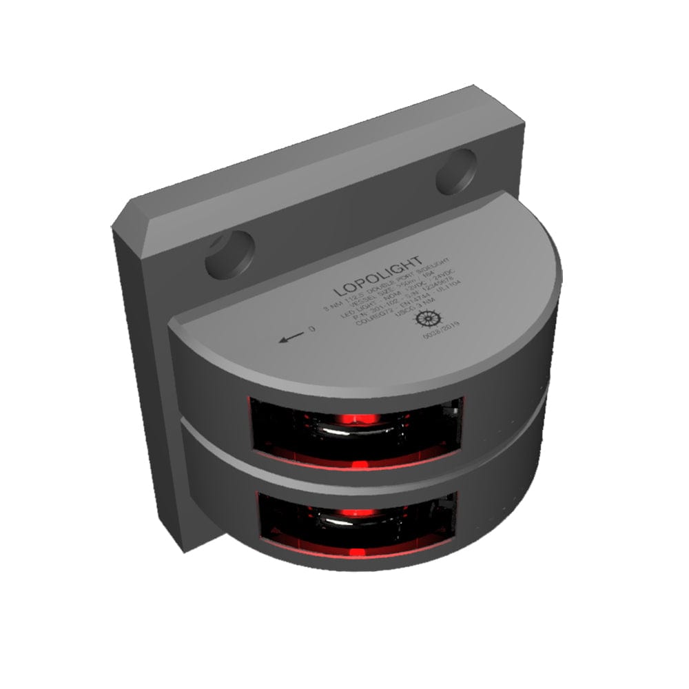Lopolight Series 301-102 - Double Stacked Port Sidelight - 3NM - Vertical Mount - Red - Silver Housing [301-102ST] - The Happy Skipper