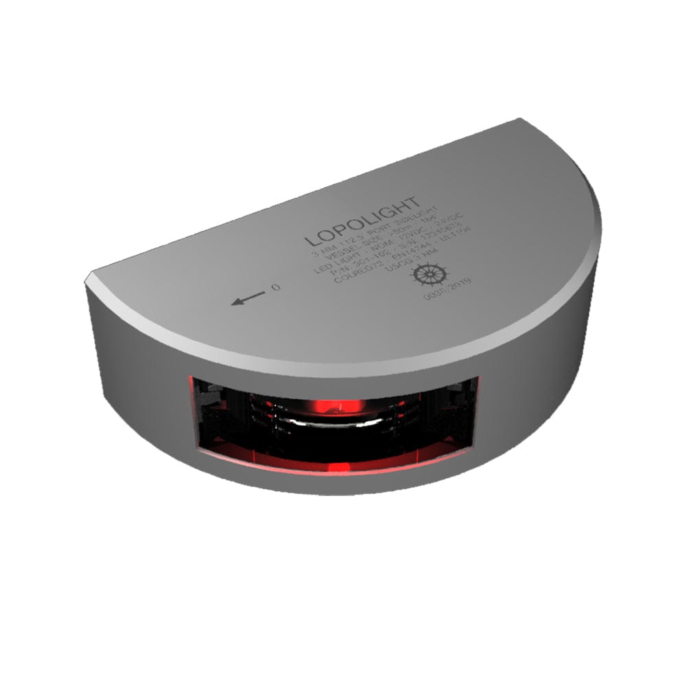 Lopolight Series 301-102 - Port Sidelight - Vertical Mount - 3NM - Red - Silver Housing [301-102] - The Happy Skipper