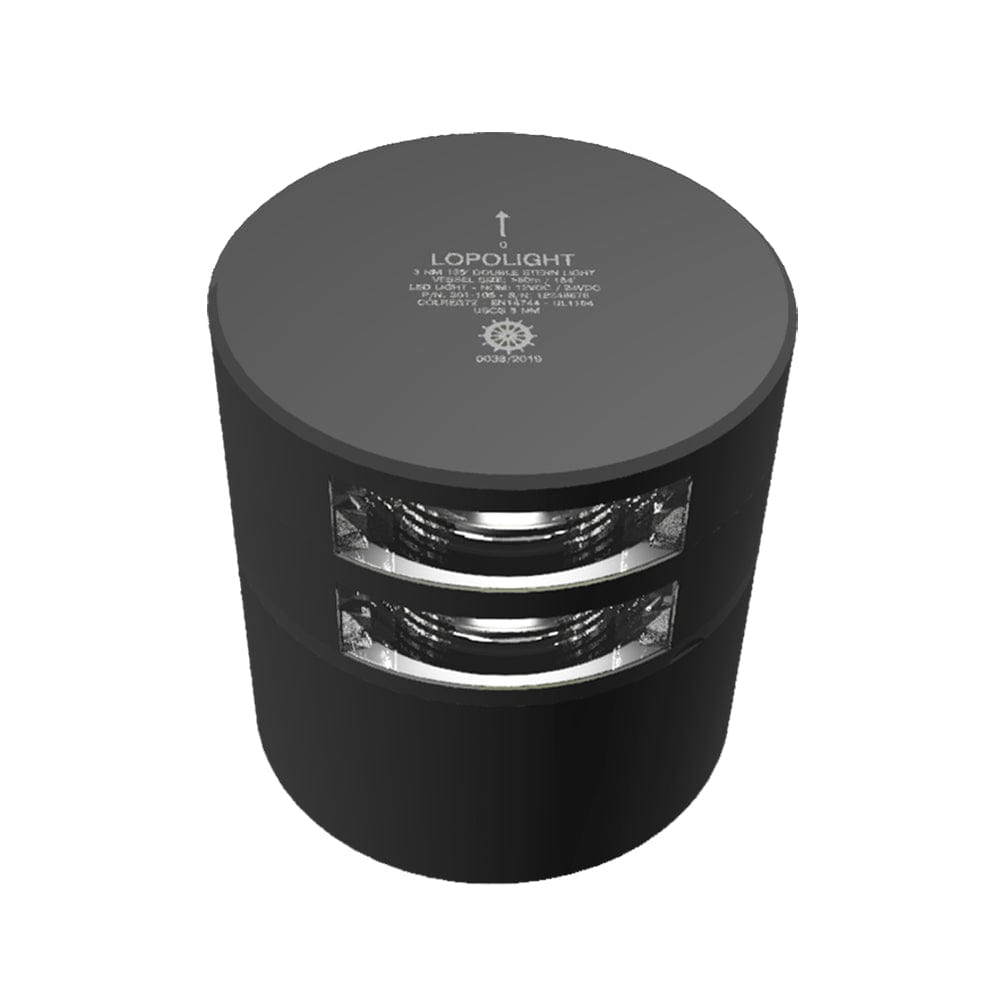 Lopolight Series 301-106 - Double Stacked Stern Light - 3NM - Horizontal Mount - White - Black Housing [301-105ST-B] - The Happy Skipper