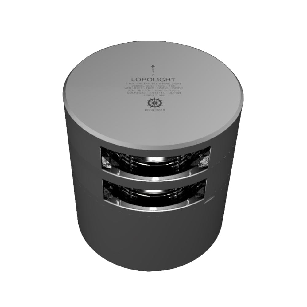 Lopolight Series 301-106 - Double Stacked Stern Light - 3NM - Horizontal Mount - White - Silver Housing [301-105ST] - The Happy Skipper