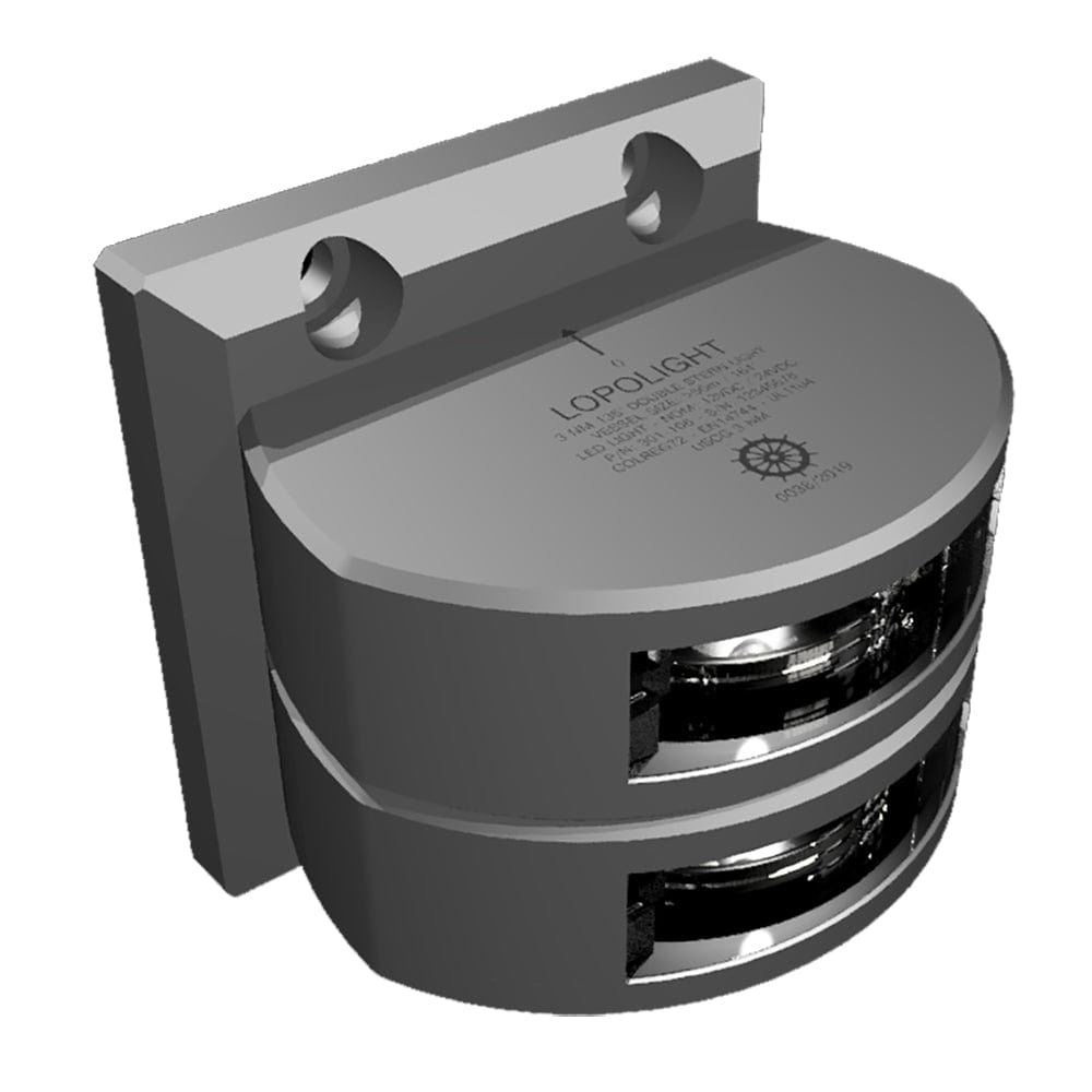 Lopolight Series 301-106 - Double Stacked Stern Light - 3NM - Vertical Mount -White - Silver Housing [301-106ST] - The Happy Skipper