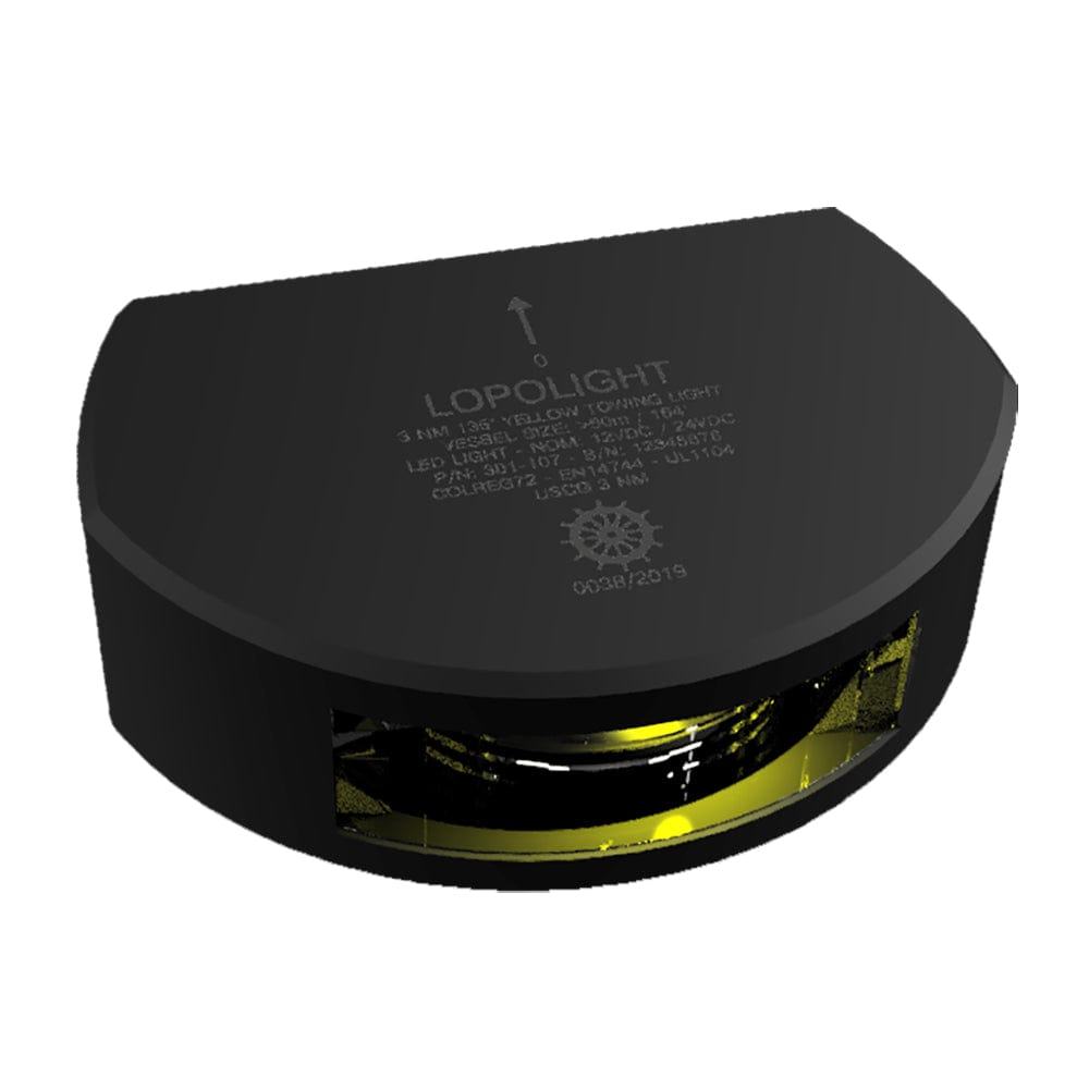 Lopolight Series 301-107 - Stern Towing Light - 3NM - Vertical Mount - Amber - Black Housing [301-107-B] - The Happy Skipper