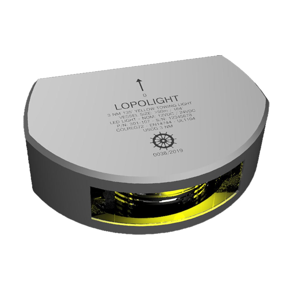 Lopolight Series 301-107 - Stern Towing Light - 3NM - Vertical Mount - Amber - Silver Housing [301-107] - The Happy Skipper