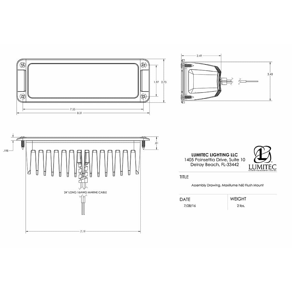 Lumitec Maxillumeh60 - Flush Mount Flood Light - White Housing - White Dimming [101336] - The Happy Skipper