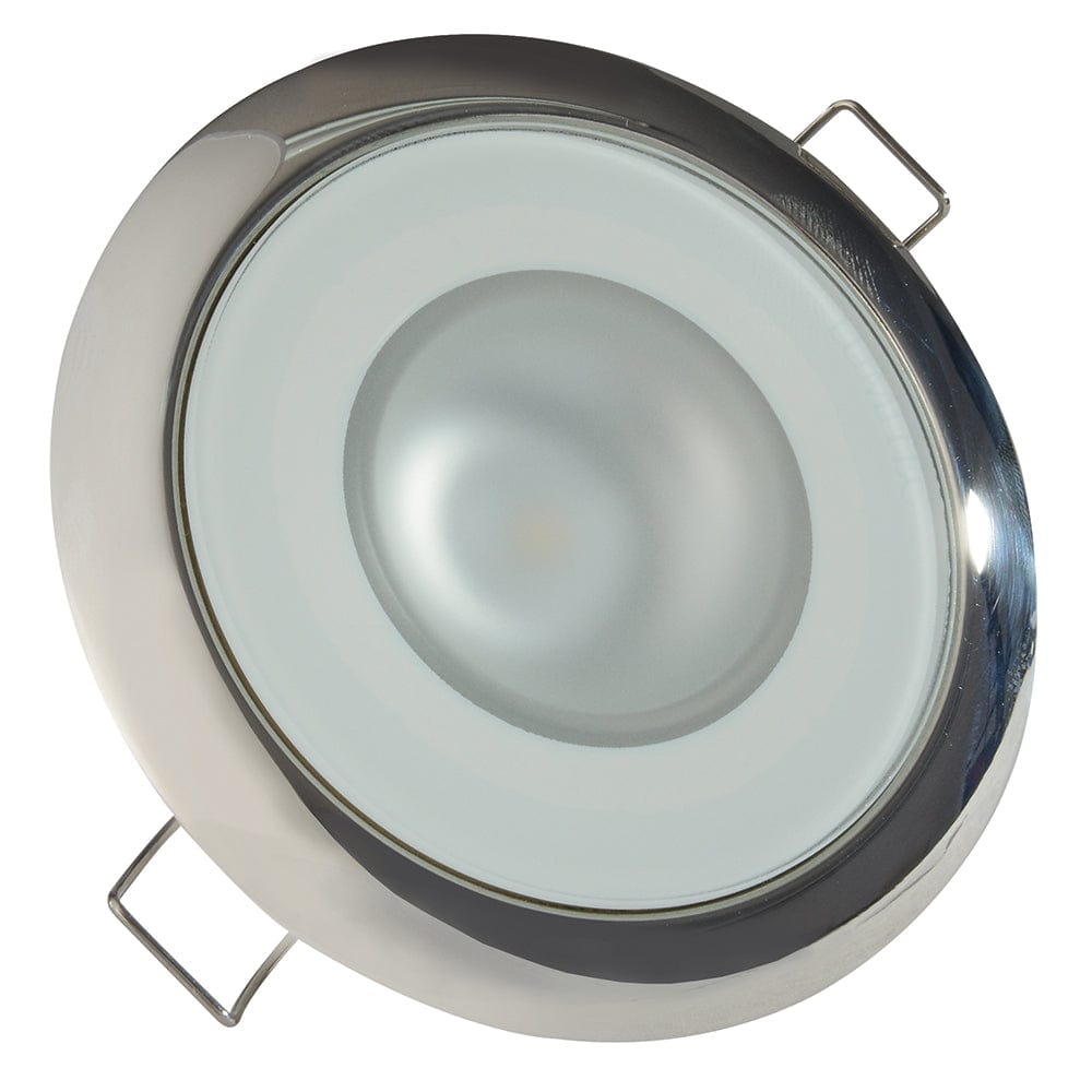 Lumitec Mirage - Flush Mount Down Light - Glass Finish/Polished SS Bezel - 2-Color White/Blue Dimming [113111] - The Happy Skipper