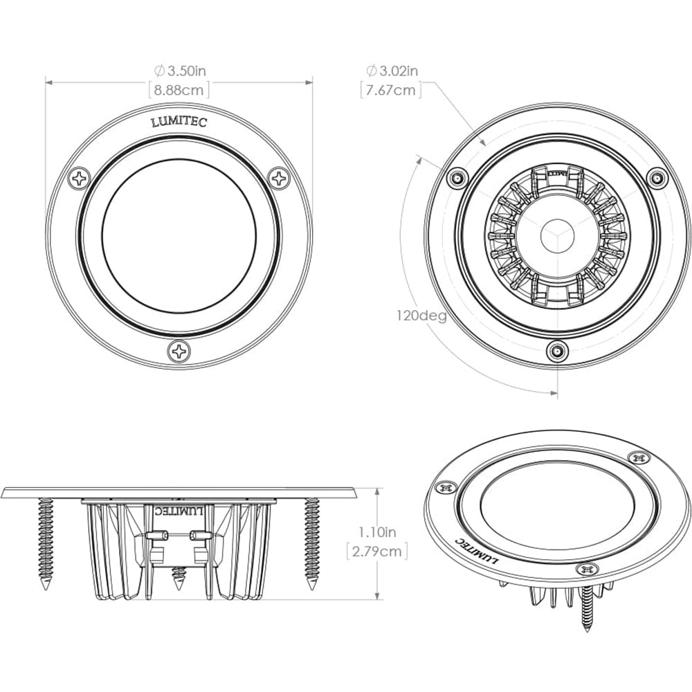 Lumitec Shadow - Flush Mount Down Light - White Finish - Spectrum RGBW [114127] - The Happy Skipper