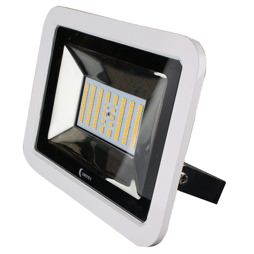 Lunasea 35W Slimline LED Floodlight, 120/240VAC Only, Cool White, 4500 Lumens, 3 Cord - White Housing [LLB-36MN-41-00] - The Happy Skipper