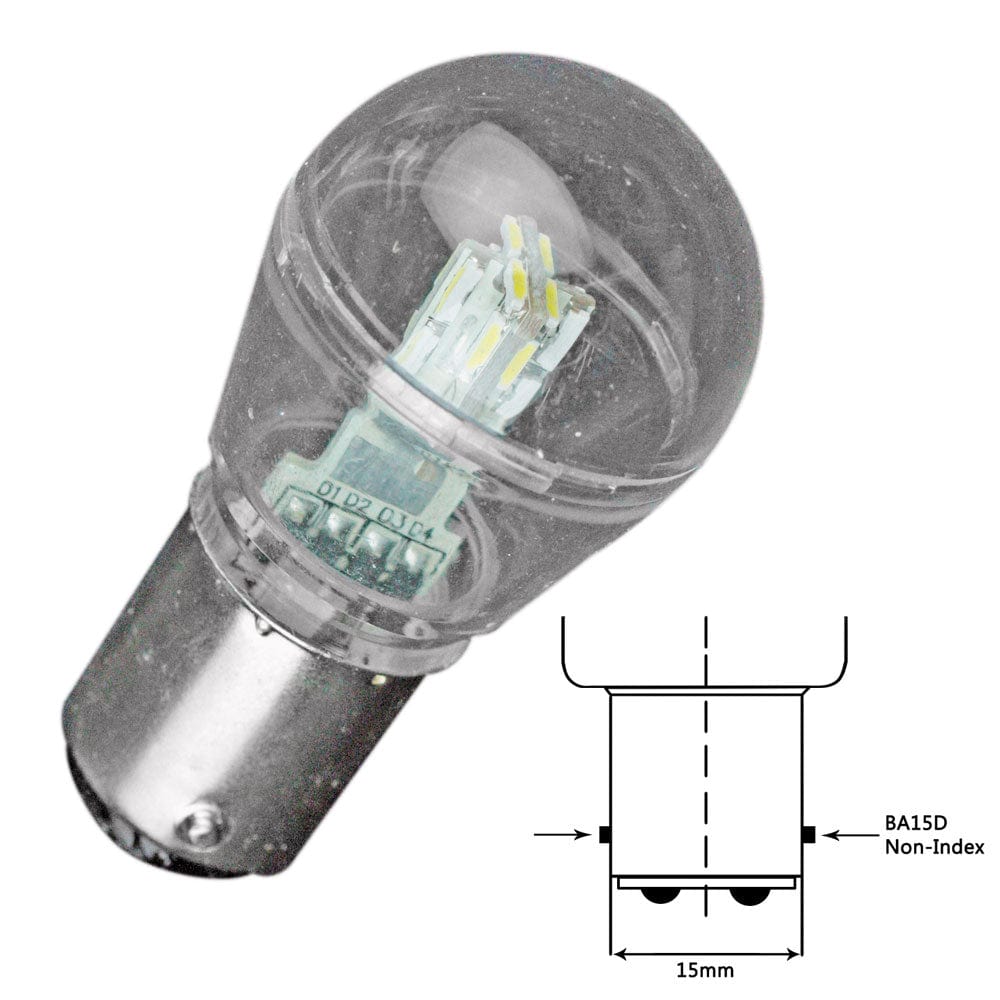 Lunasea Bayonet LED Bulb BA15D - 10-30VDC/1W/105 Lumens - Cool White [LLB-26FC-21-00] - The Happy Skipper