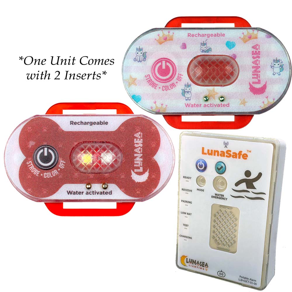 Lunasea Child/Pet Safety Water Activated Strobe Light w/RF Transmitter Portable Audio/Visual Receiver - Red Case [LLB-63RB-E0-K1] - The Happy Skipper
