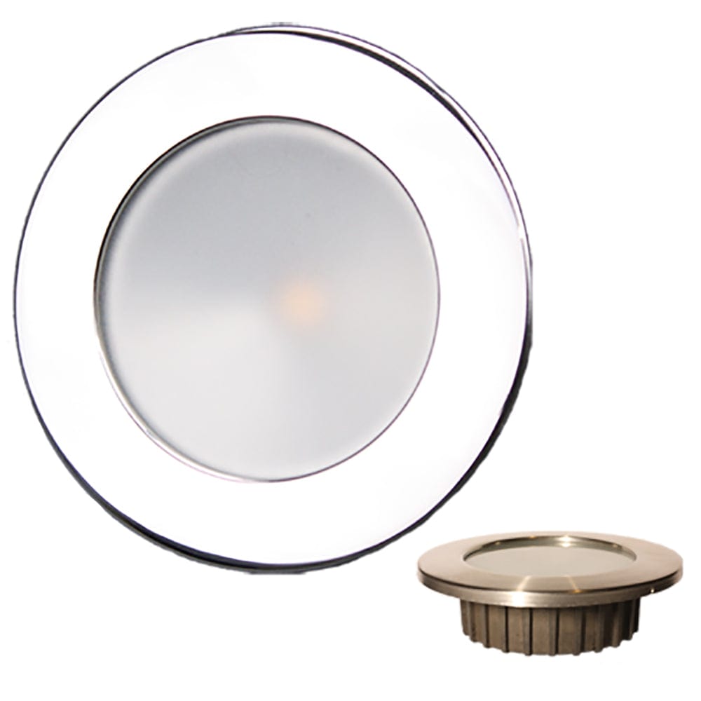 Lunasea ZERO EMI Recessed 3.5 LED Light - Warm White, Blue w/Polished Stainless Steel Bezel - 12VDC [LLB-46WB-0A-SS] - The Happy Skipper