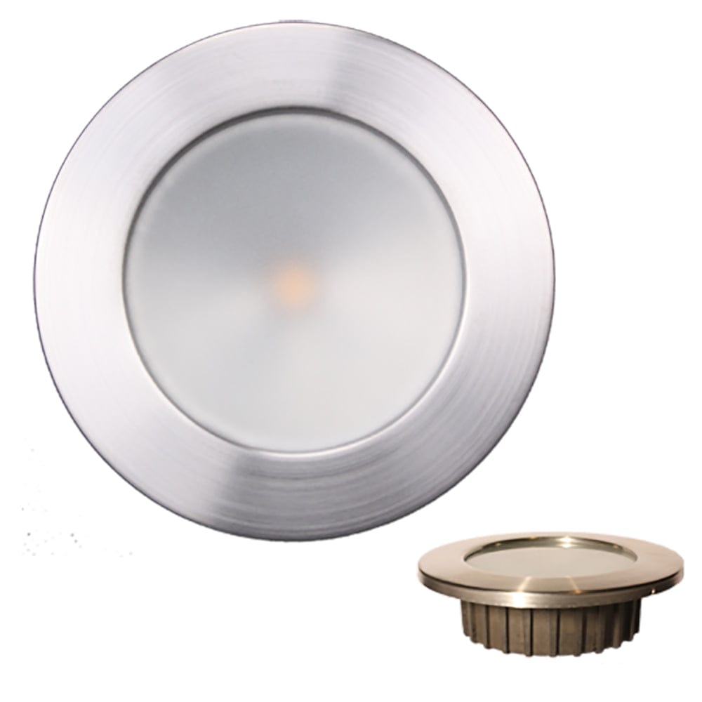 Lunasea ZERO EMI Recessed 3.5 LED Light - Warm White, Red w/Brushed Stainless Steel Bezel - 12VDC [LLB-46WR-0A-BN] - The Happy Skipper