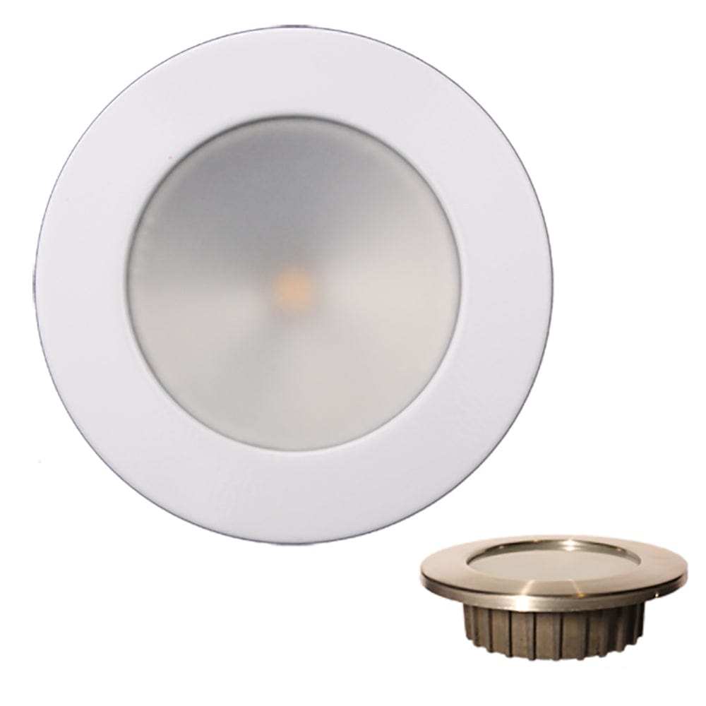 Lunasea ZERO EMI Recessed 3.5 LED Light - Warm White w/White Stainless Steel Bezel - 12VDC [LLB-46WW-0A-WH] - The Happy Skipper
