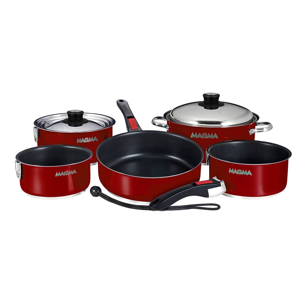 Magma Nestable 10 Piece Induction Non-Stick Enamel Finish Cookware Set - Magma Red [A10-366-MR-2-IN] - The Happy Skipper