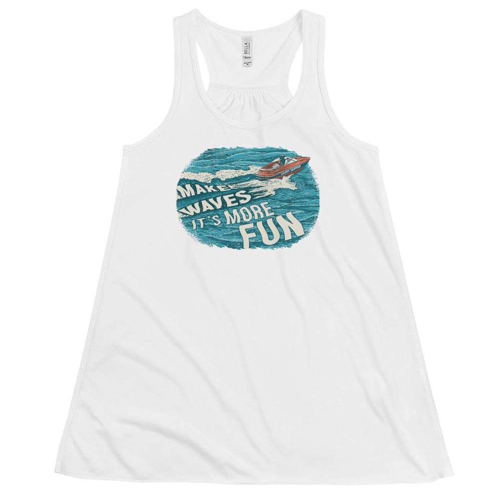 Make Waves It's More Fun™ Women's Flowy Racerback Tank - The Happy Skipper