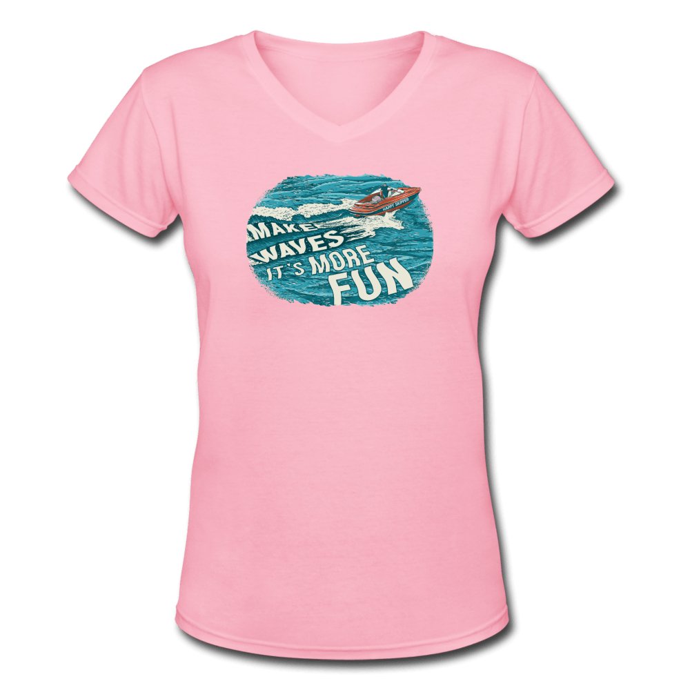 Make Waves It's More Fun™ Women's V-Neck T-Shirt - The Happy Skipper