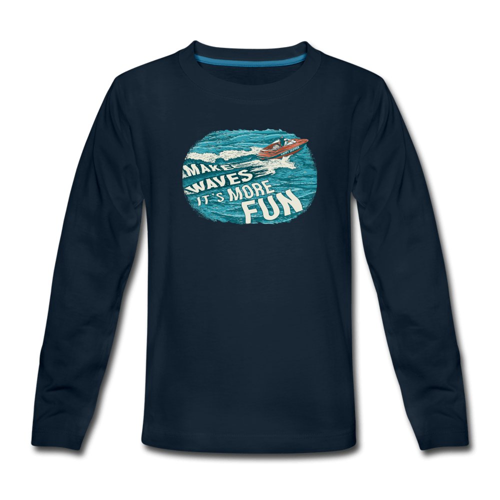 Make Waves It's More Fun™ Youth Long Sleeve T-Shirt - The Happy Skipper