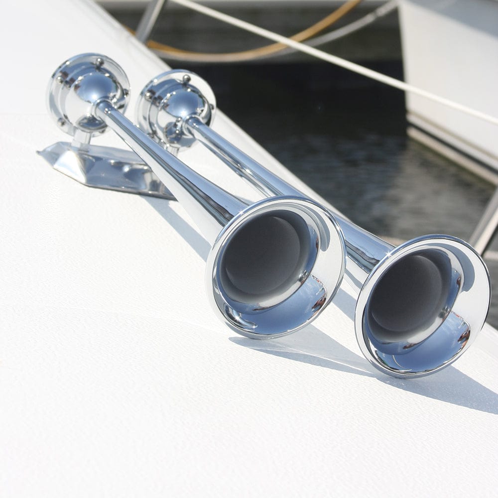 Marinco 24V Chrome Plated Dual Trumpet Air Horn [10624] - The Happy Skipper