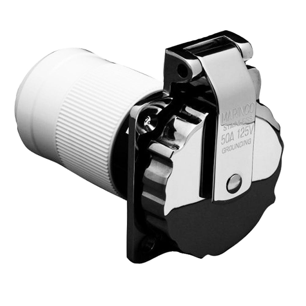 Marinco 6371EL-B 50Amp/125V Stainless Steel Inlet [6371EL-B] - The Happy Skipper