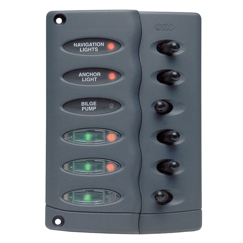 Marinco Contour Switch Panel - Waterproof 6 Way w/PTC Fusing [CSP6-PTC] - The Happy Skipper