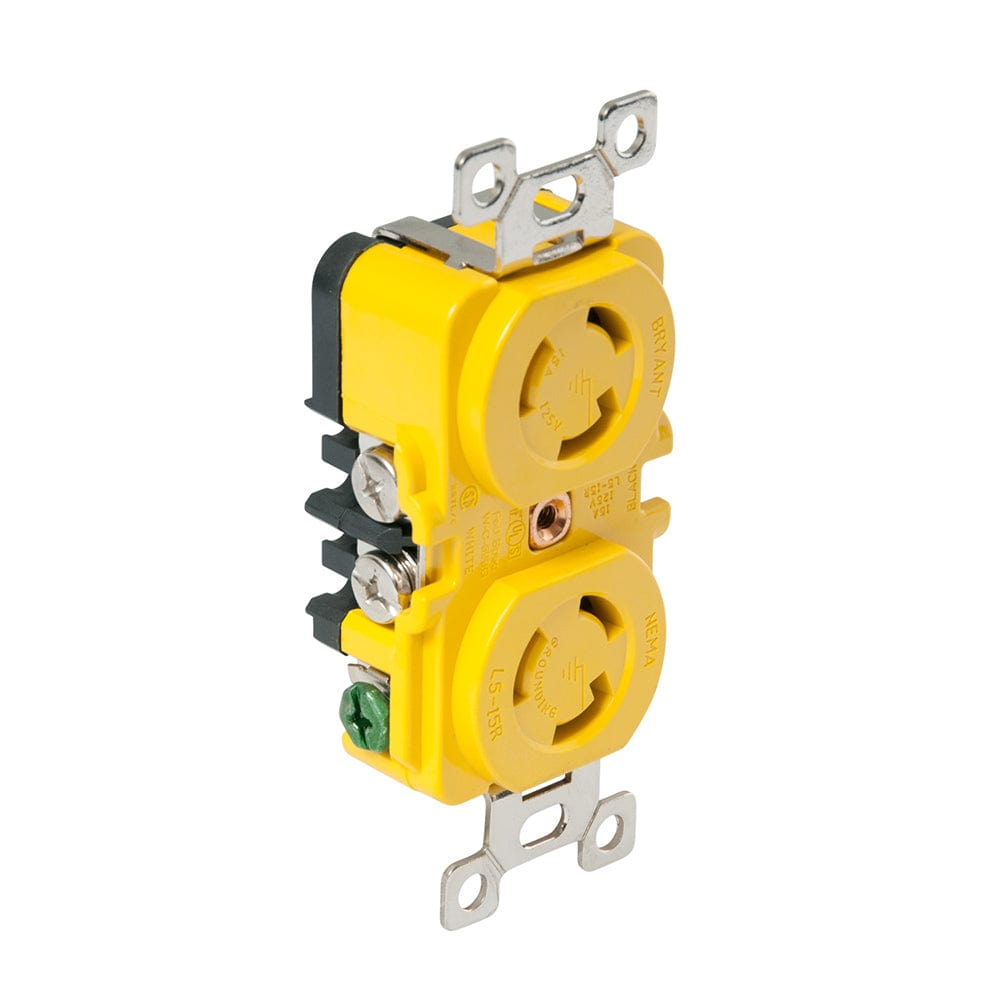 Marinco Locking Receptacle - 15A, 125V - Yellow [4700CR] - The Happy Skipper