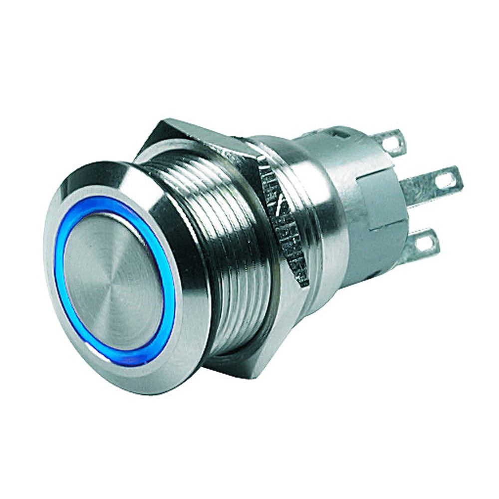 Marinco Push Button Switch - 24V Latching On/Off - Blue LED [80-511-0007-01] - The Happy Skipper