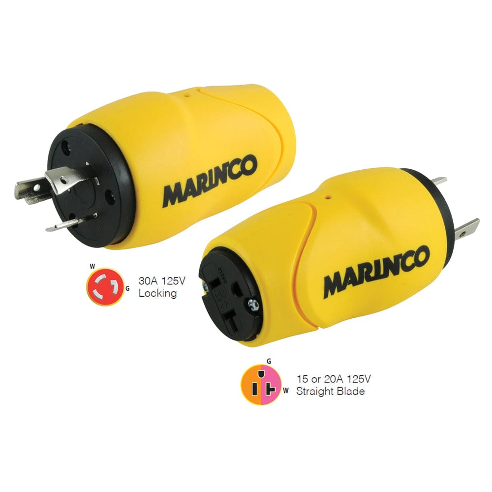 Marinco Straight Adapter, 30A Male - 15A Female [S30-15] - The Happy Skipper