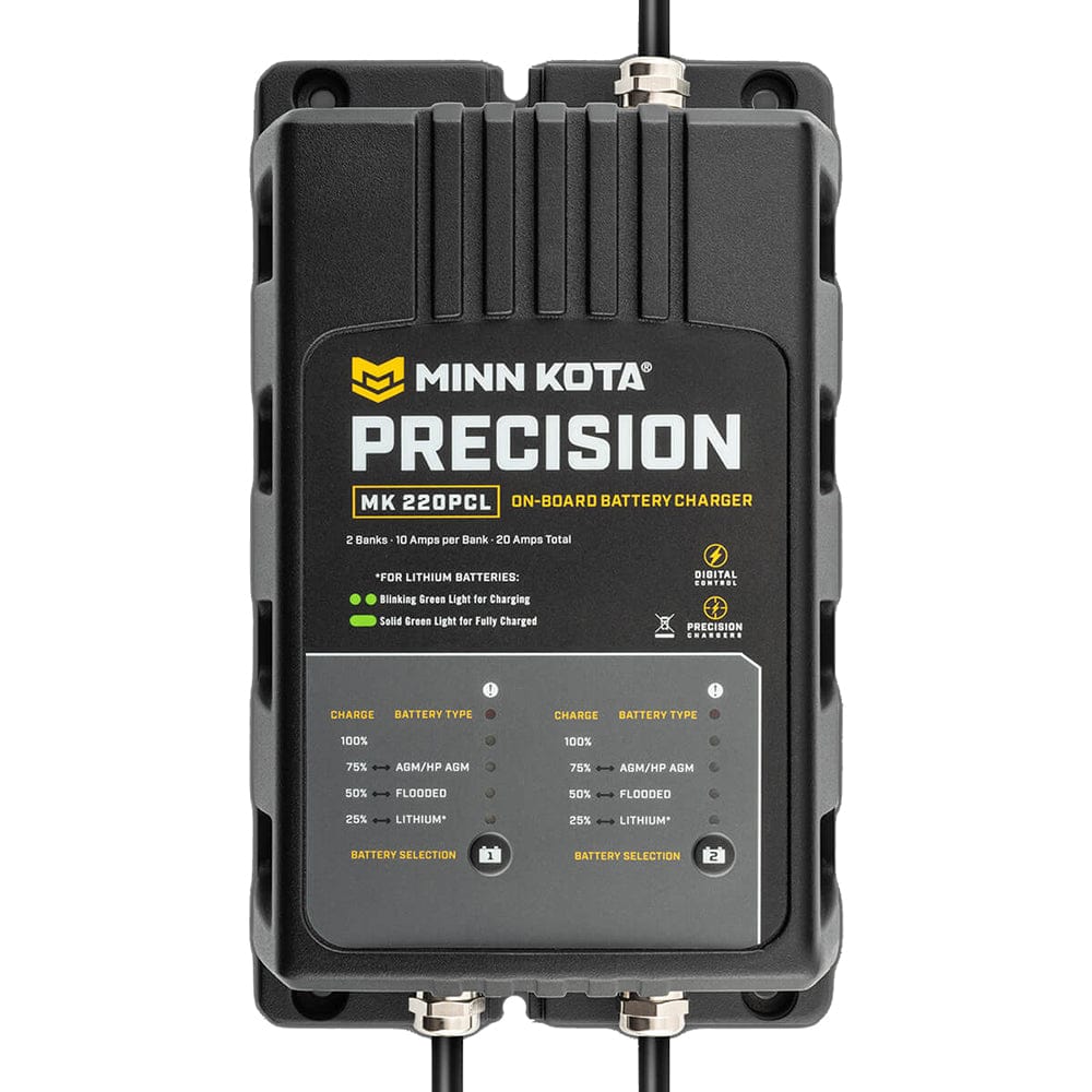 Minn Kota On-Board Precision Charger MK-220 PCL 2 Bank x 10 AMP LI Optimized Charger [1832201] - The Happy Skipper