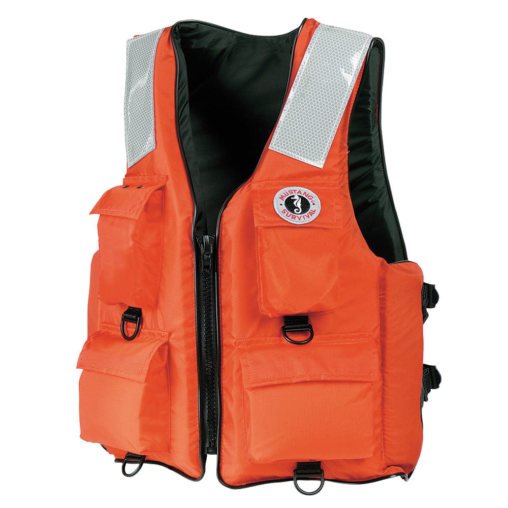 Mustang 4-Pocket Flotation Vest - Orange - Medium [MV3128T2-2-M-216] - The Happy Skipper