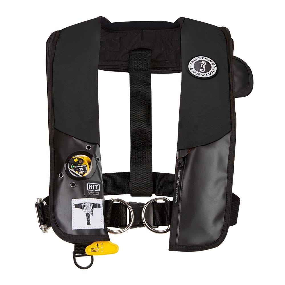 Mustang HIT Hydrostatic Inflatable PFD w/Sailing Harness - Black - Automatic/Manual [MD318402-13-0-202] - The Happy Skipper