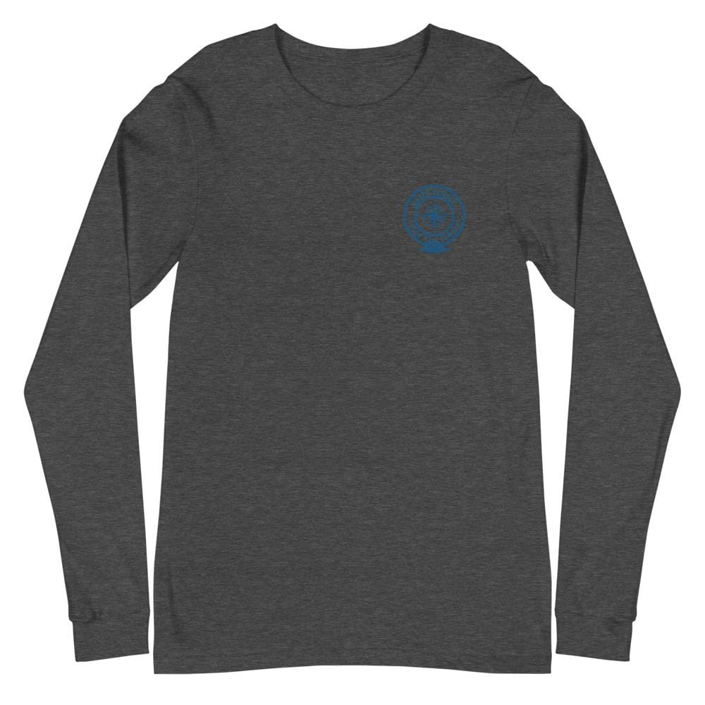 My Happy Place Doesn't Have an Address-Only Coordinates™ with HS Logo on Front Unisex Long Sleeve Tee - The Happy Skipper