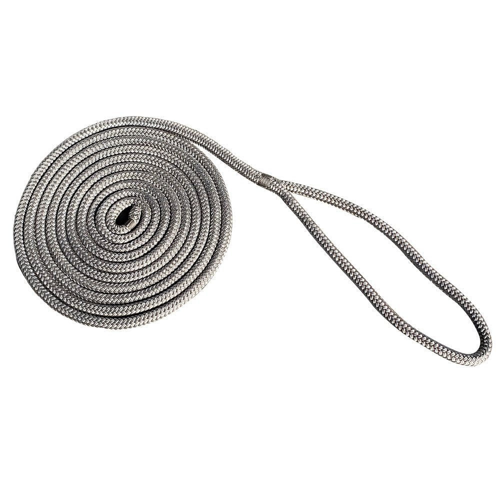 New England Rope 1/2" x 15 Nylon Double Braid Dock Line - Grey [5058-16-00015] - The Happy Skipper