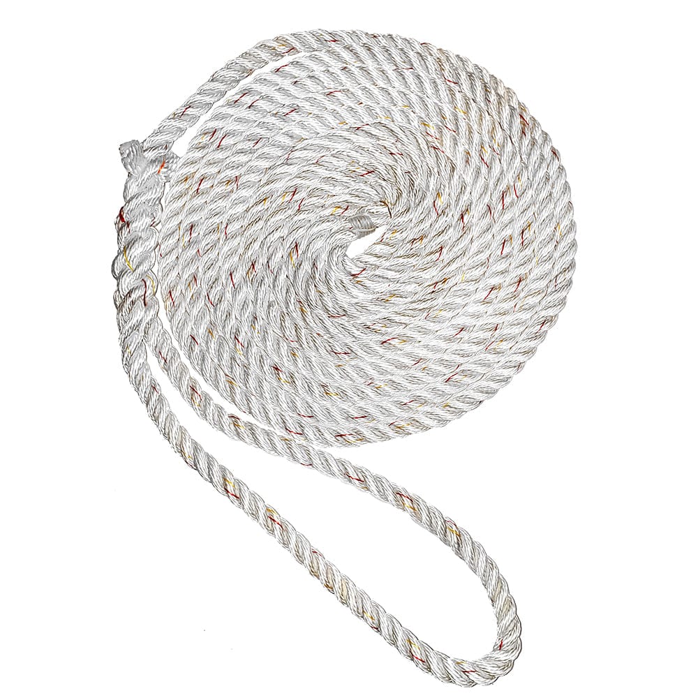 New England Ropes 1/2" Premium 3-Strand Dock Line - White w/Tracer - 25 [C6050-16-00025] - The Happy Skipper