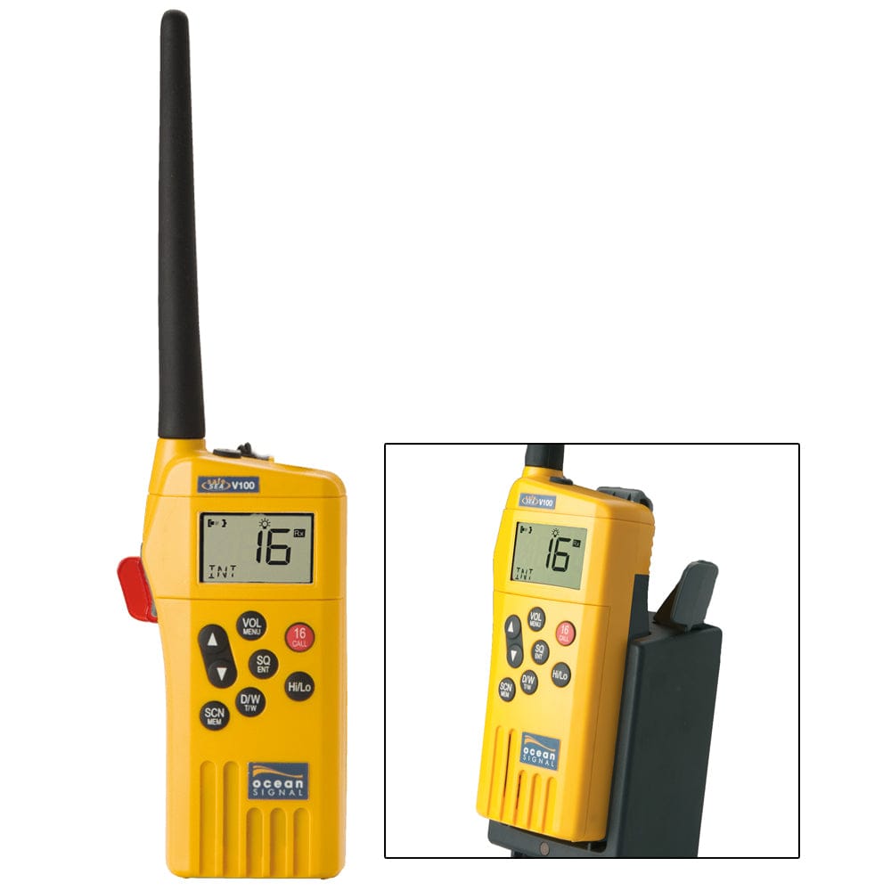 Ocean Signal SafeSea V100 GMDSS VHF Radio - 21 Channels w/Battery Kit [720S-00614] - The Happy Skipper