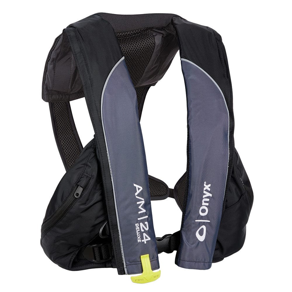 Onyx A/M-24 Deluxe Auto/Manual Inflatable PFD - Black - Adult Universal [132100-700-004-23] - The Happy Skipper