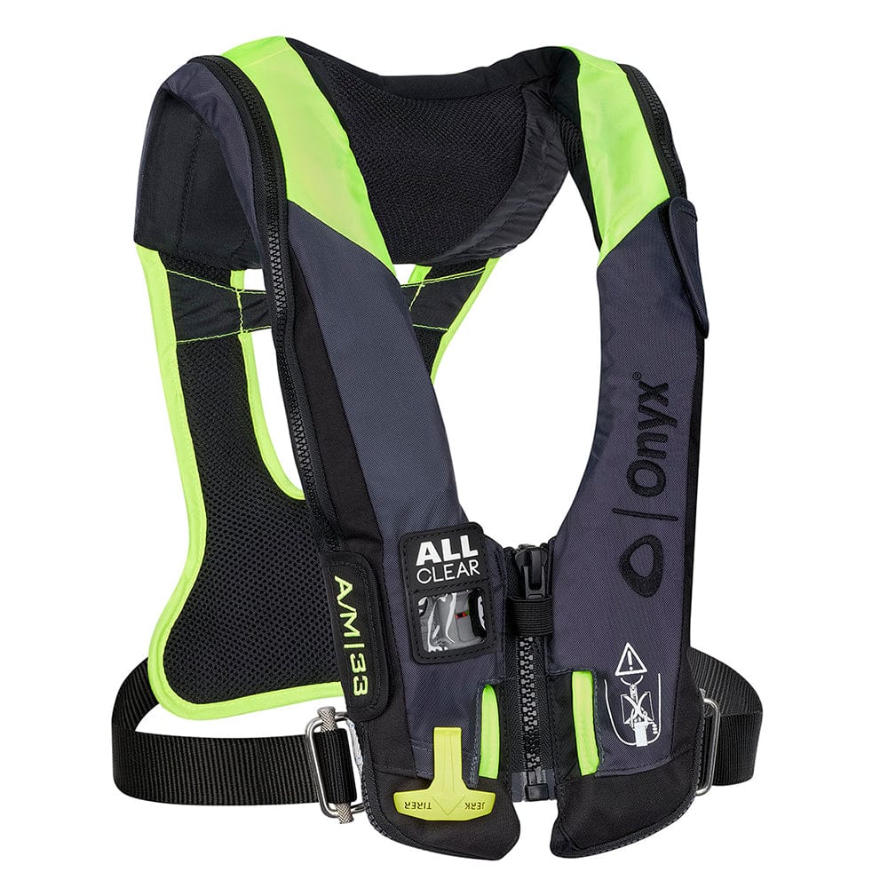 Onyx Impulse A/M 33 All Clear w/Harness Auto/Manual Inflatable Life Jacket - Grey [134300-701-004-21] - The Happy Skipper