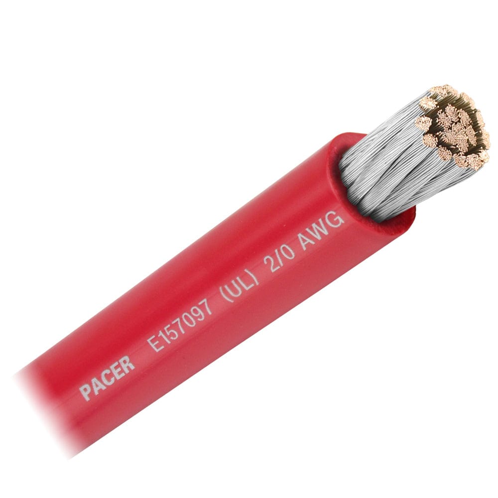 Pacer Red 2/0 AWG Battery Cable - Sold By The Foot [WUL2/0RD-FT] - The Happy Skipper