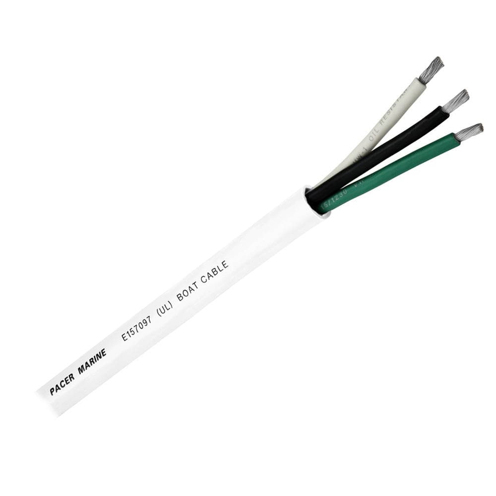 Pacer Round 3 Conductor Cable - 100 - 14/3 AWG - Black, Green White [WR14/3-100] - The Happy Skipper