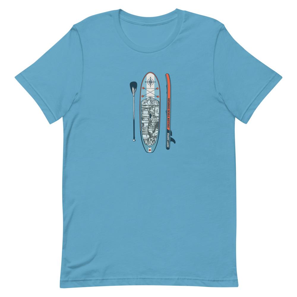 Paddleboard "Powered" Short-Sleeve Unisex T-Shirt - The Happy Skipper