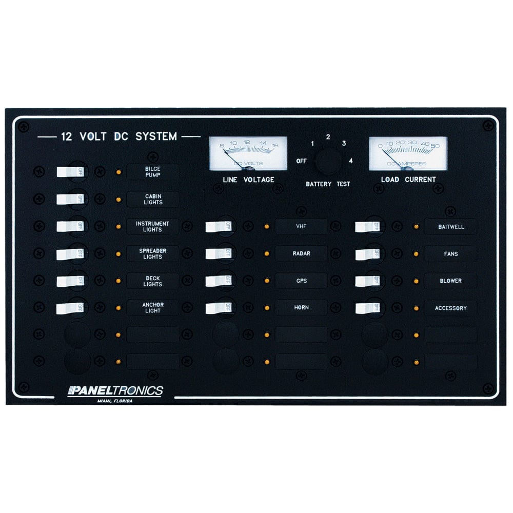 Paneltronics Standard DC 20 Position Breaker Panel & Meter [9973210B] - The Happy Skipper