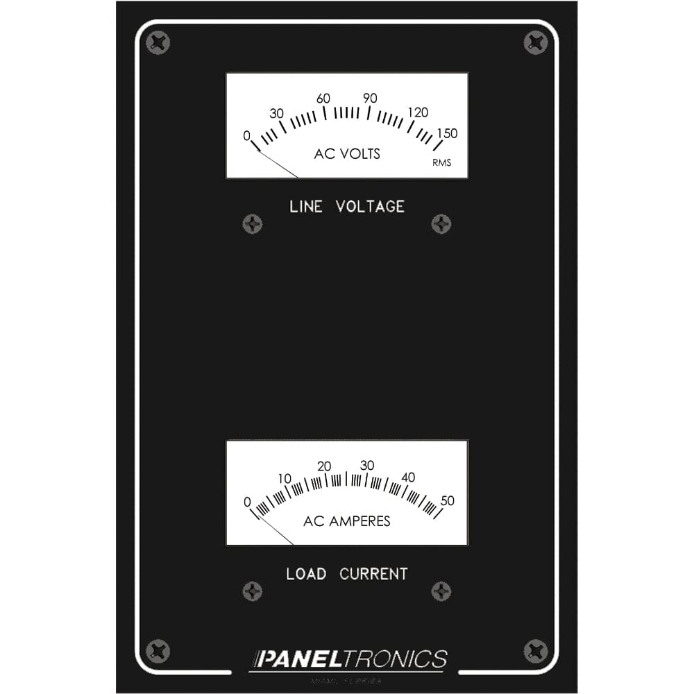 Paneltronics Standard Panel AC Meter - 0-150 AC Voltmeter & 0-50Amp Ammeter [9982304B] - The Happy Skipper