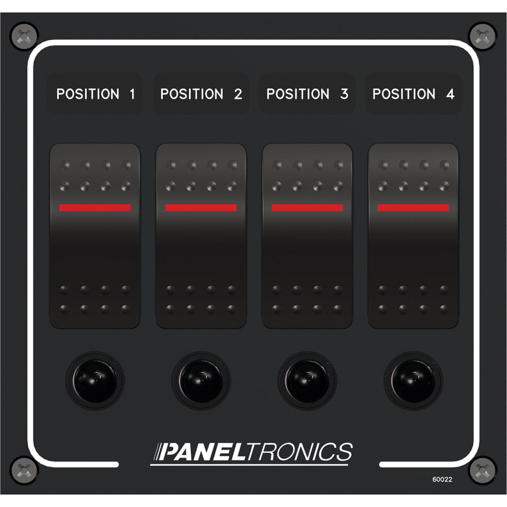 Paneltronics Waterproof Panel - DC 4-Position Illuminated Rocker Switch & Circuit Breaker [9960022B] - The Happy Skipper