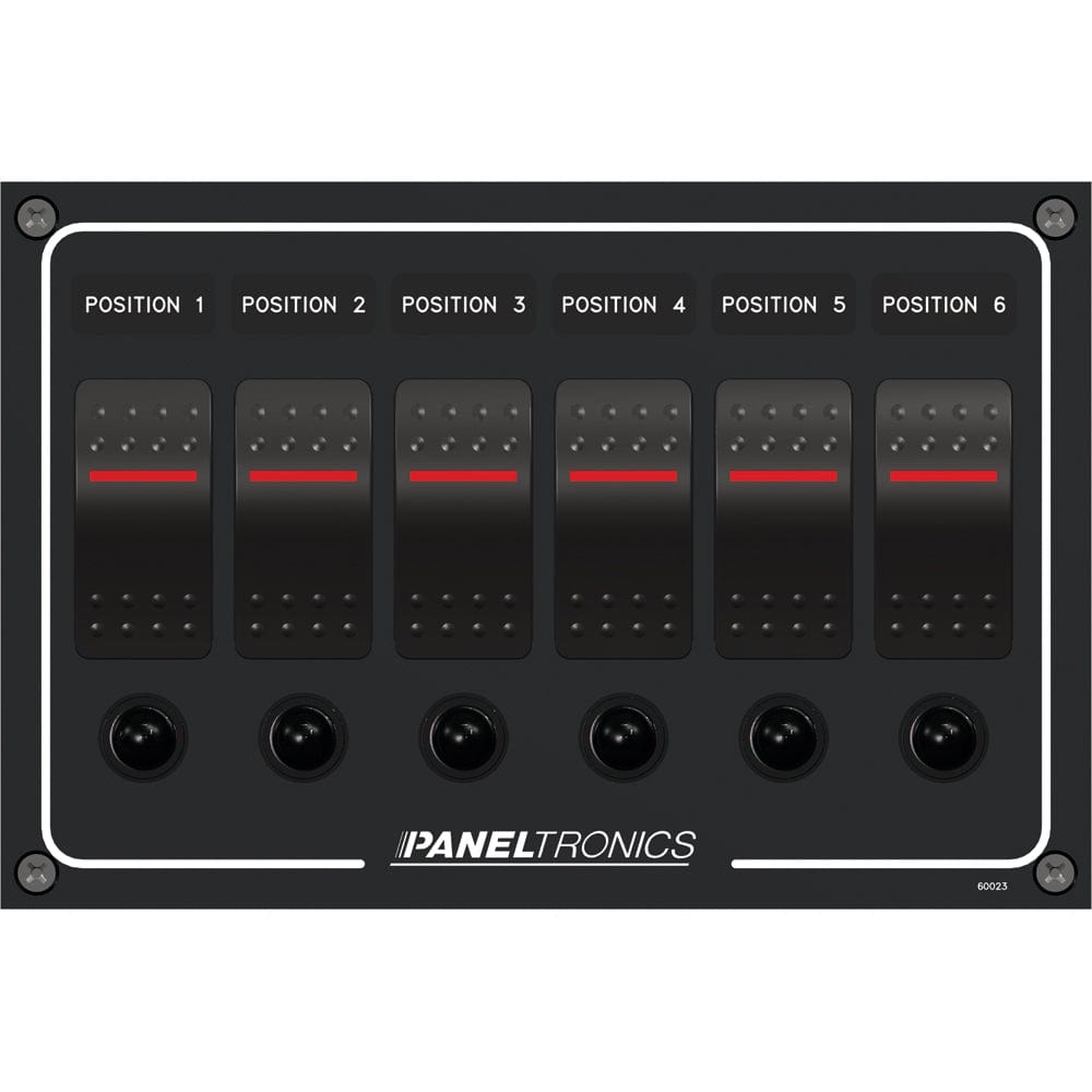 Paneltronics Waterproof Panel - DC 6-Position Illuminated Rocker Switch & Circuit Breaker [9960023B] - The Happy Skipper