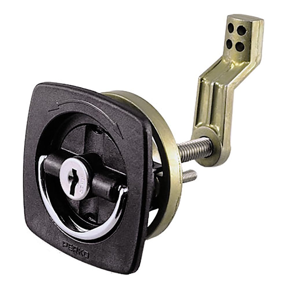 Perko Black Flush Lock - 2.5" x 2.5" w/Offset Cam Bar Flexible Polymer Strike [0931DP1BLK] - The Happy Skipper
