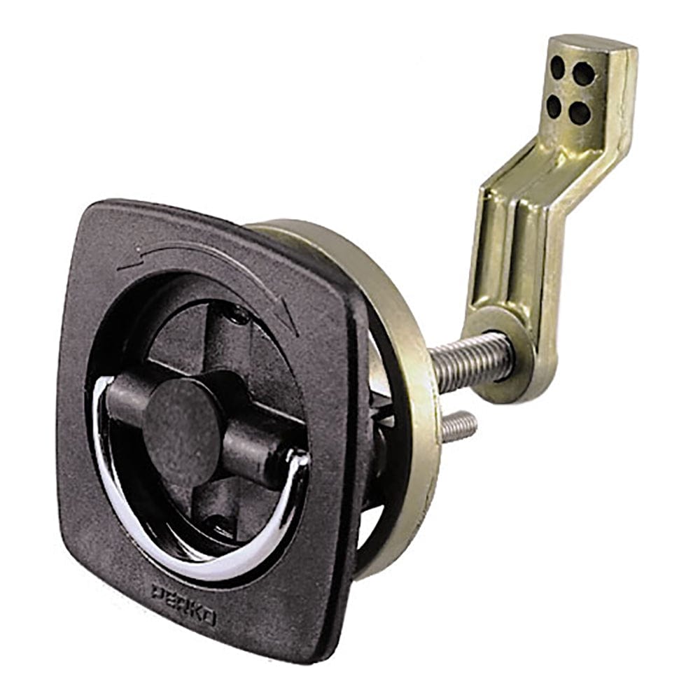 Perko Flush Latch - Non-Locking - 2.5" x 2.5" w/Offset Cam Bar Flexible Polymer Strike [0932DP1BLK] - The Happy Skipper