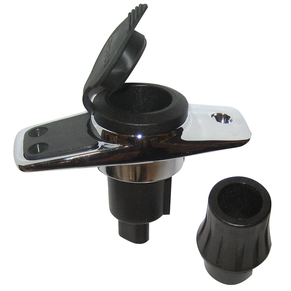 Perko Locking Collar Pole Light Mounting Base - 2 Pin - Chrome Plated w/Black Cover [1060PB0DP] - The Happy Skipper