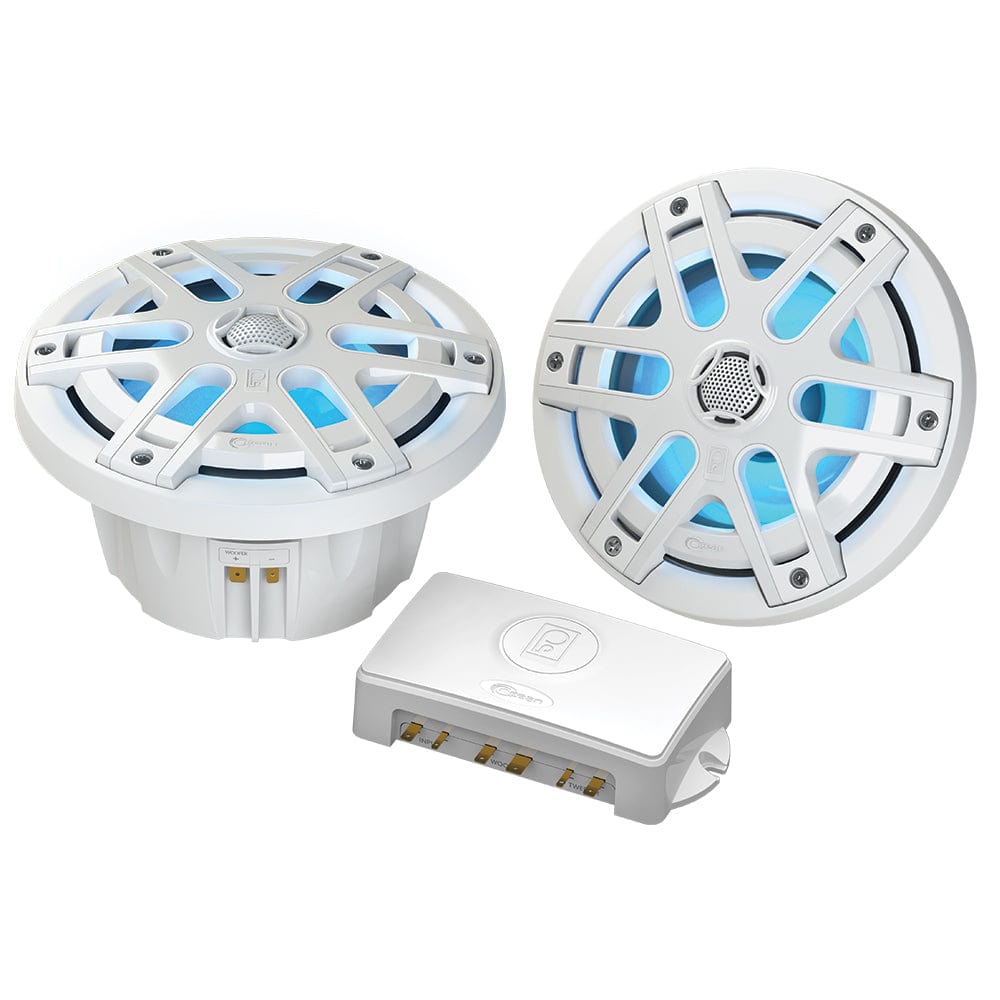 Poly-Planar MA-OC6 6.5" 480 Watt Waterproof Blue LED Speaker - White [MA-OC6] - The Happy Skipper