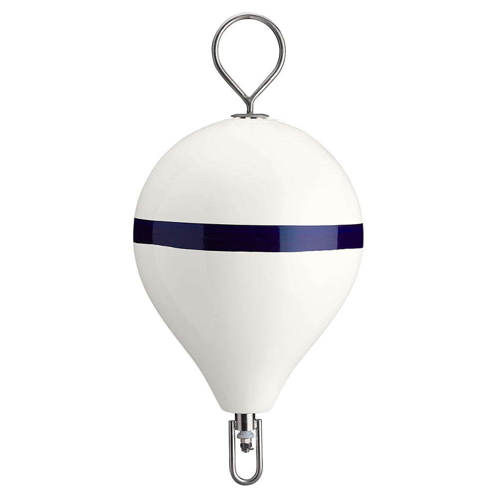 Polyform 17" CM Mooring Buoy w/SS Iron - White Blue Stripe [CM-3SS W-STR] - The Happy Skipper