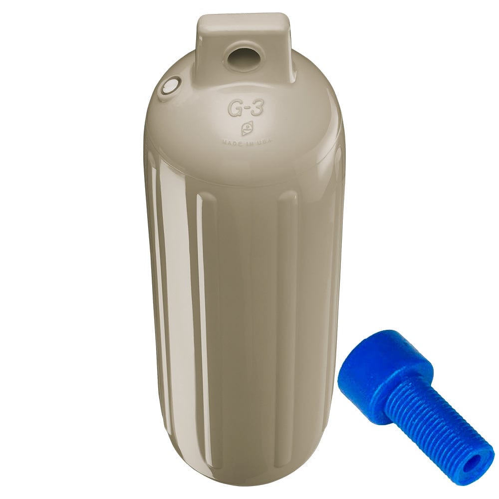 Polyform G-3 Twin Eye Fender 5.5" x 19" - Sand w/Adapter [G-3-SAND] - The Happy Skipper