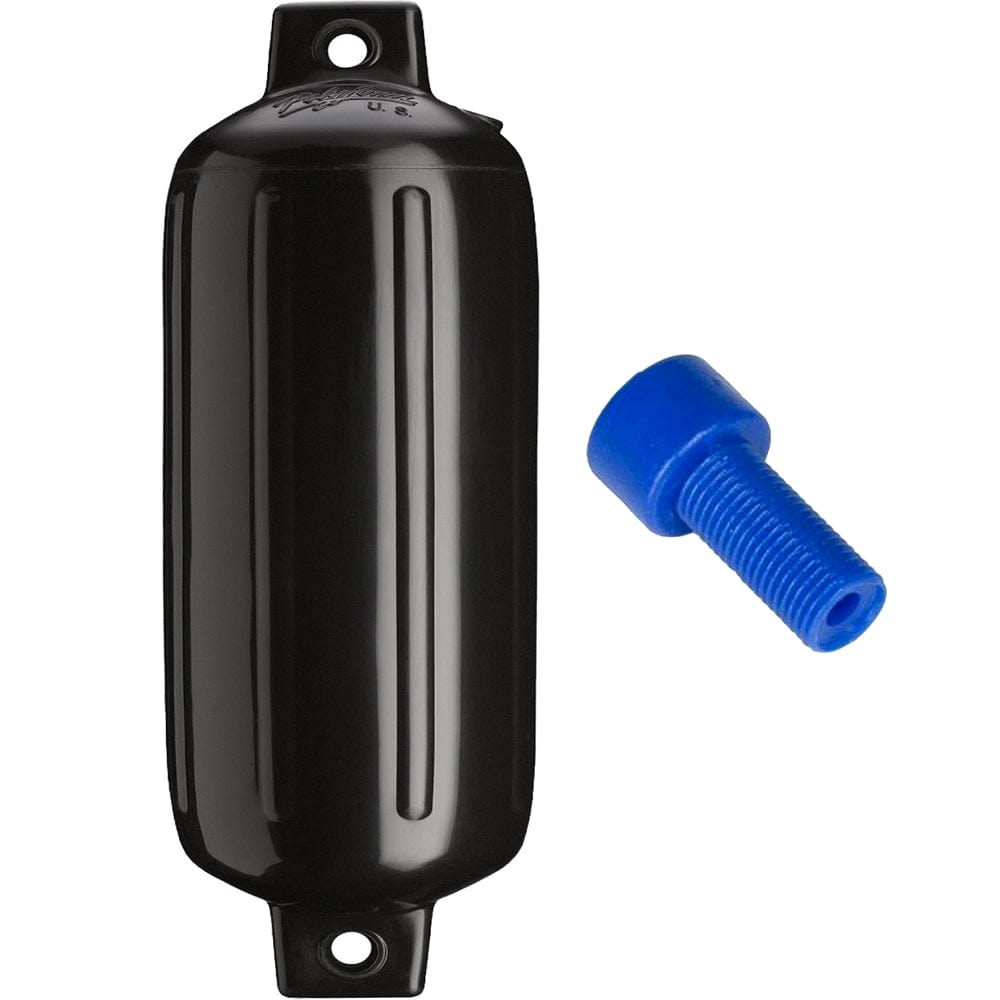 Polyform G-6 Twin Eye Fender 11" x 30" - Black w/Adapter [G-6-BLACK] - The Happy Skipper